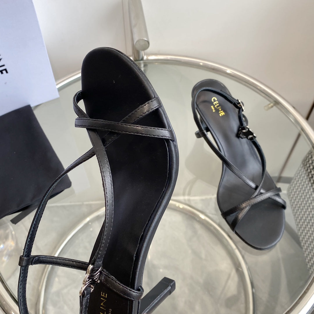 HIGH HEEL SANDAL 65MM IN BLACK CALFSKIN - 35