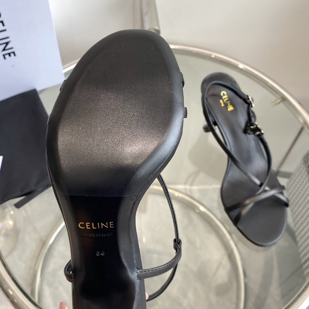HIGH HEEL SANDAL 65MM IN BLACK CALFSKIN - 35