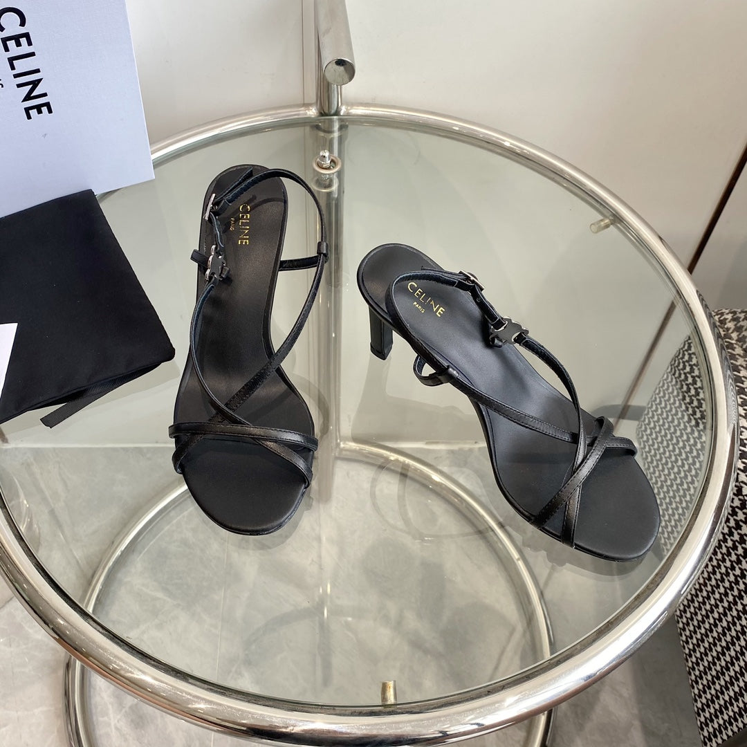 HIGH HEEL SANDAL 65MM IN BLACK CALFSKIN - 35