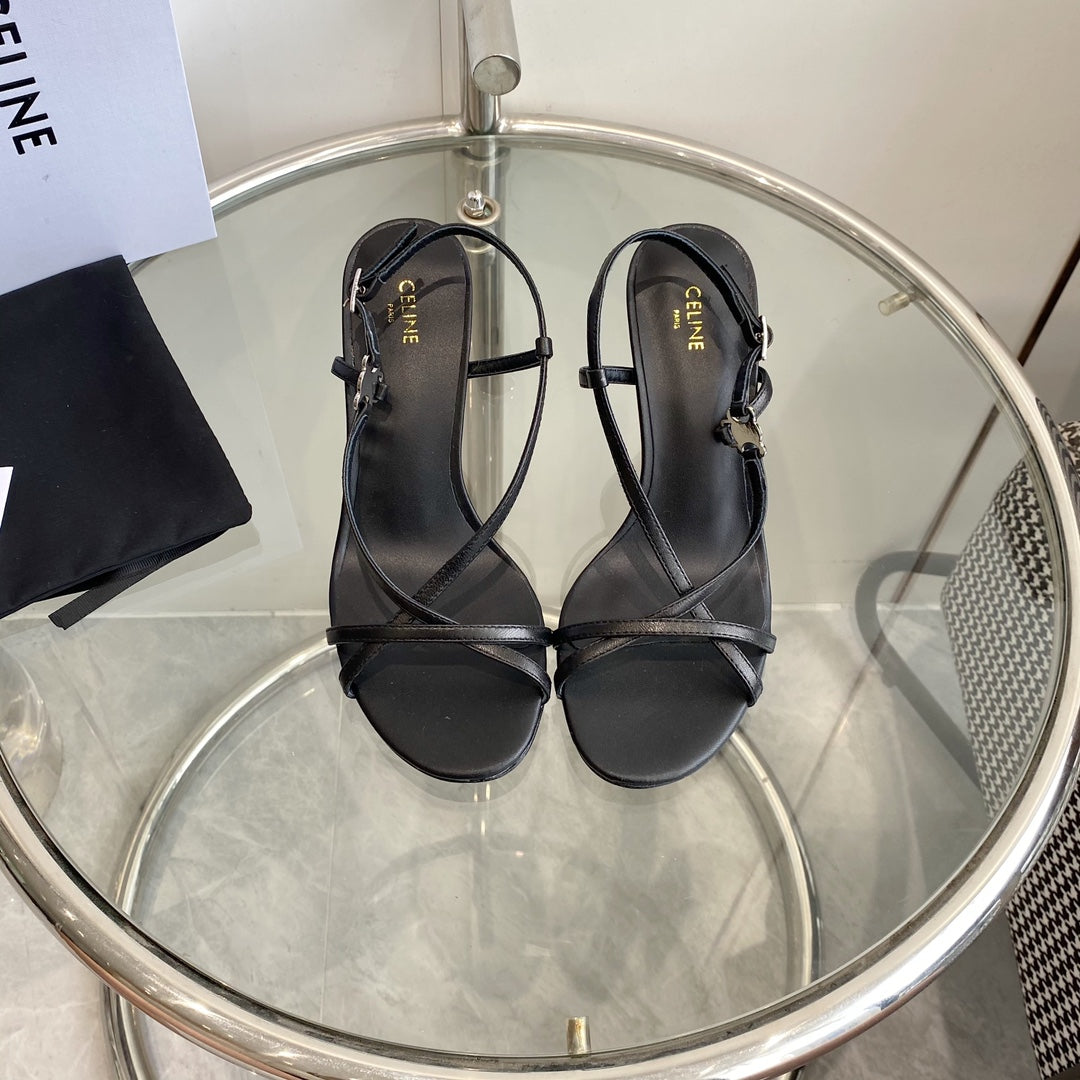 HIGH HEEL SANDAL 65MM IN BLACK CALFSKIN - 35