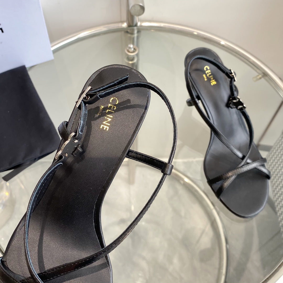 HIGH HEEL SANDAL 65MM IN BLACK CALFSKIN - 35