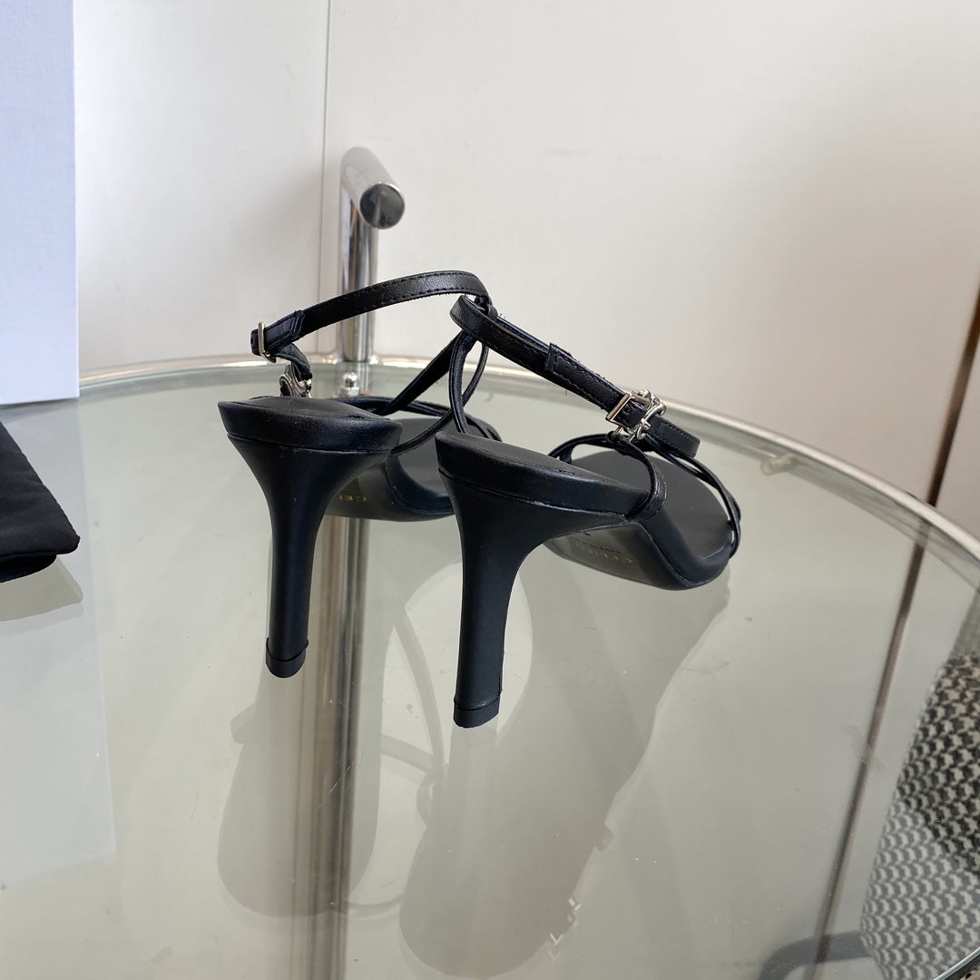 HIGH HEEL SANDAL 65MM IN BLACK CALFSKIN - 35