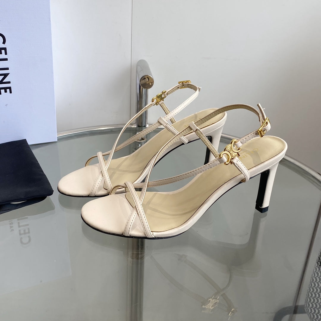 HIGH HEEL SANDAL 65MM IN BEIGE CREAM CALFSKIN - 35