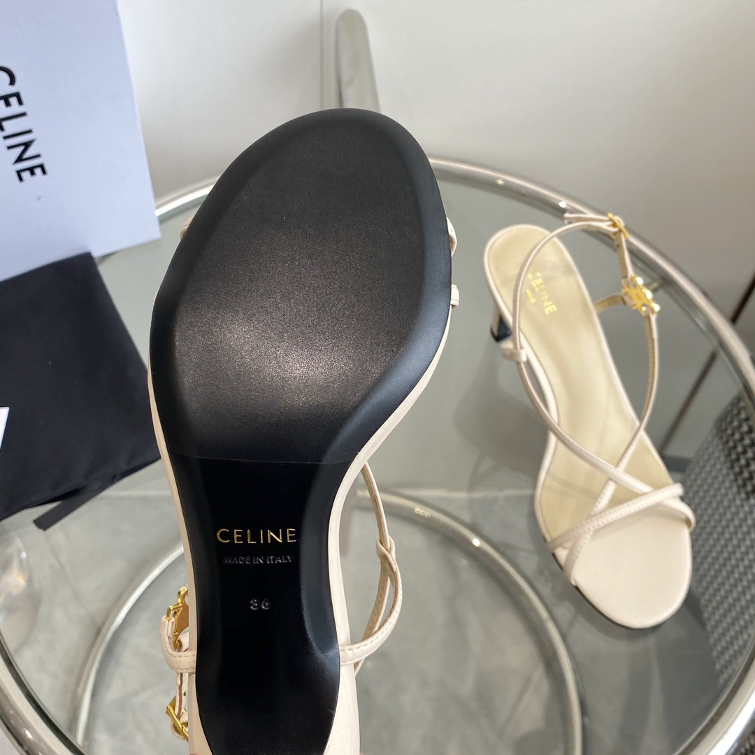 HIGH HEEL SANDAL 65MM IN BEIGE CREAM CALFSKIN - 35