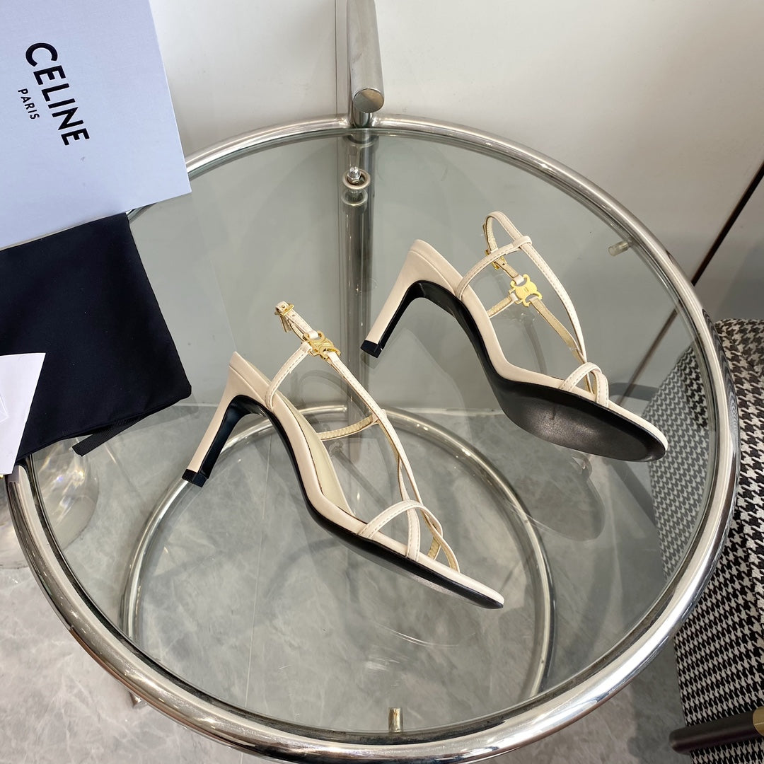 HIGH HEEL SANDAL 65MM IN BEIGE CREAM CALFSKIN - 35