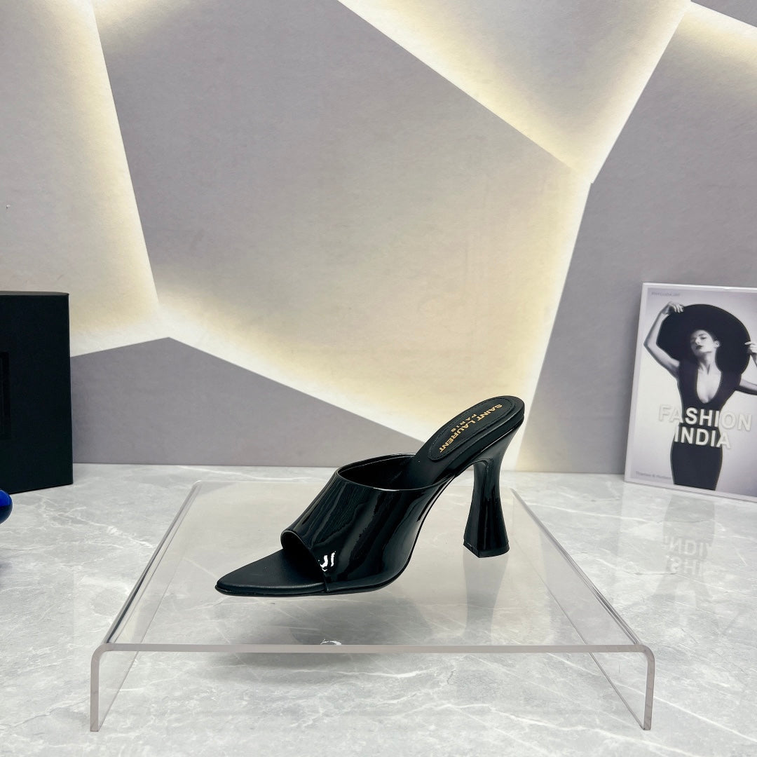 SL GOLDIE MULES BLACK POLISHED CALFSKIN - 35