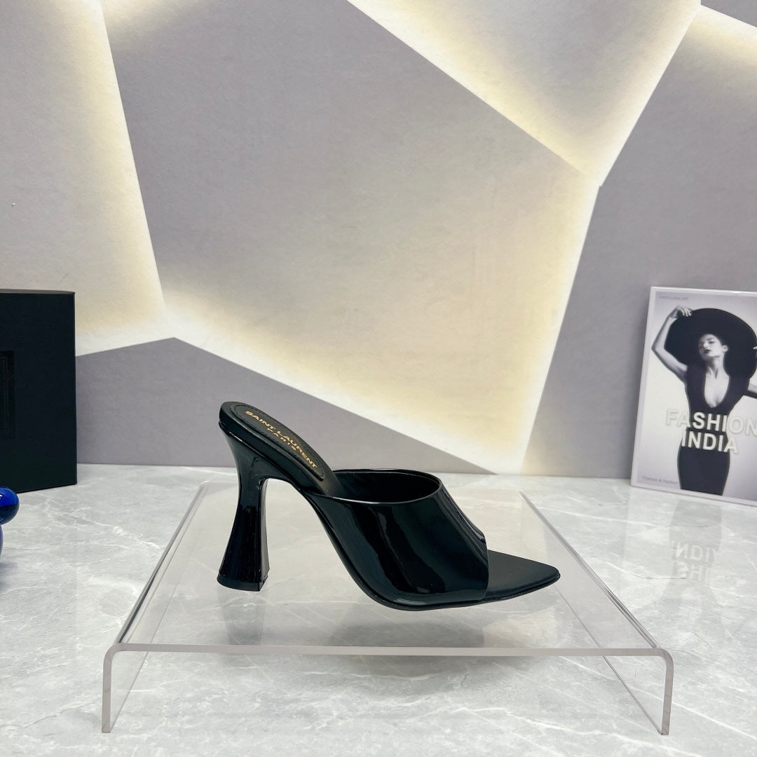 SL GOLDIE MULES BLACK POLISHED CALFSKIN - 35