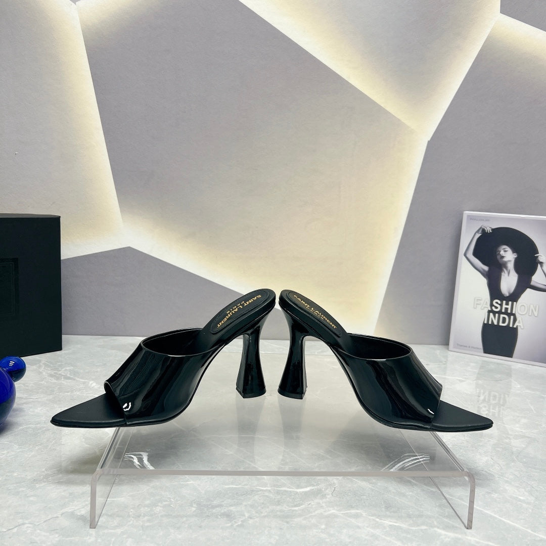 SL GOLDIE MULES BLACK POLISHED CALFSKIN - 35