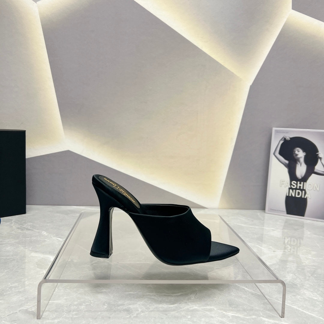 SL GOLDIE MULES BLACK SATIN - 35