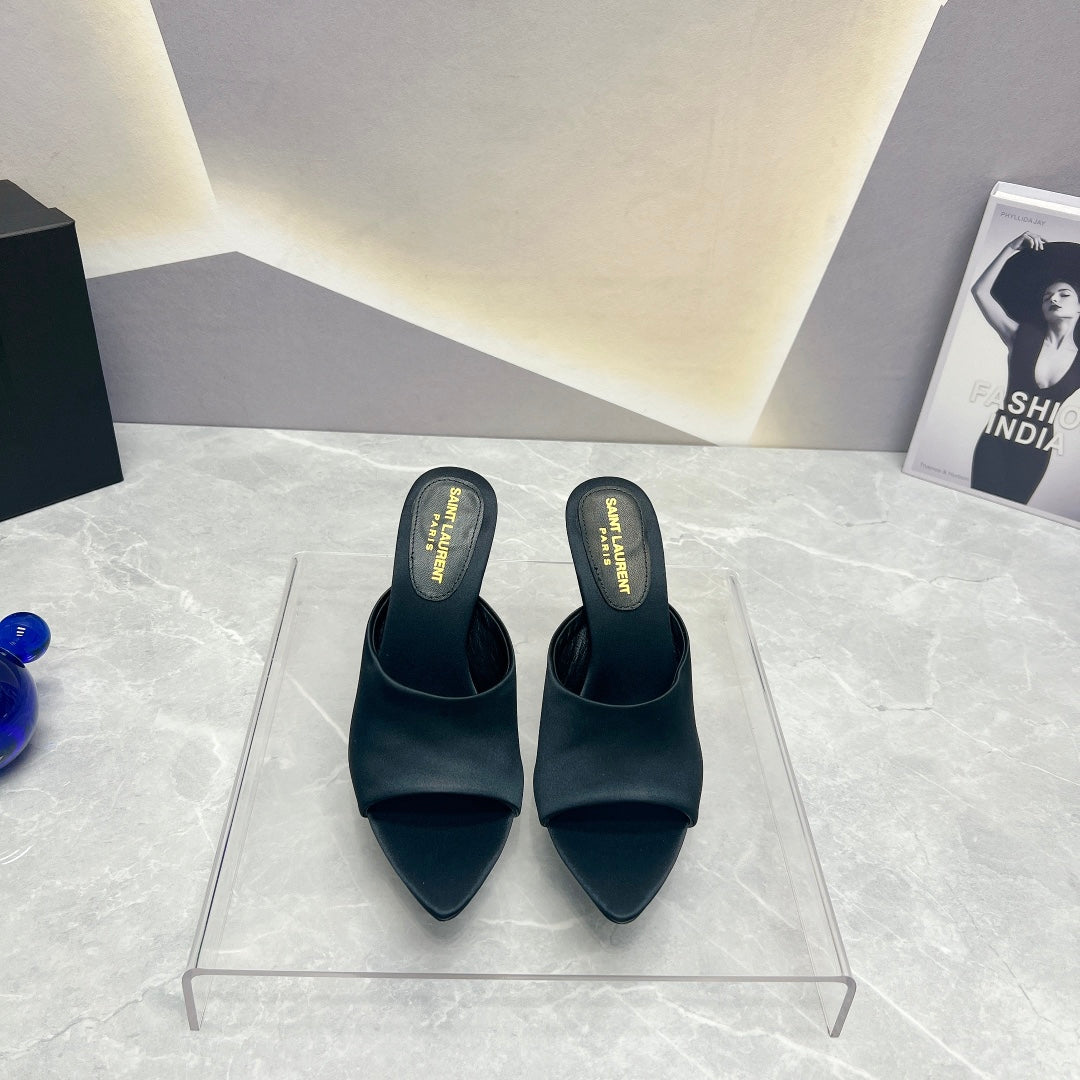 SL GOLDIE MULES BLACK SATIN - 35