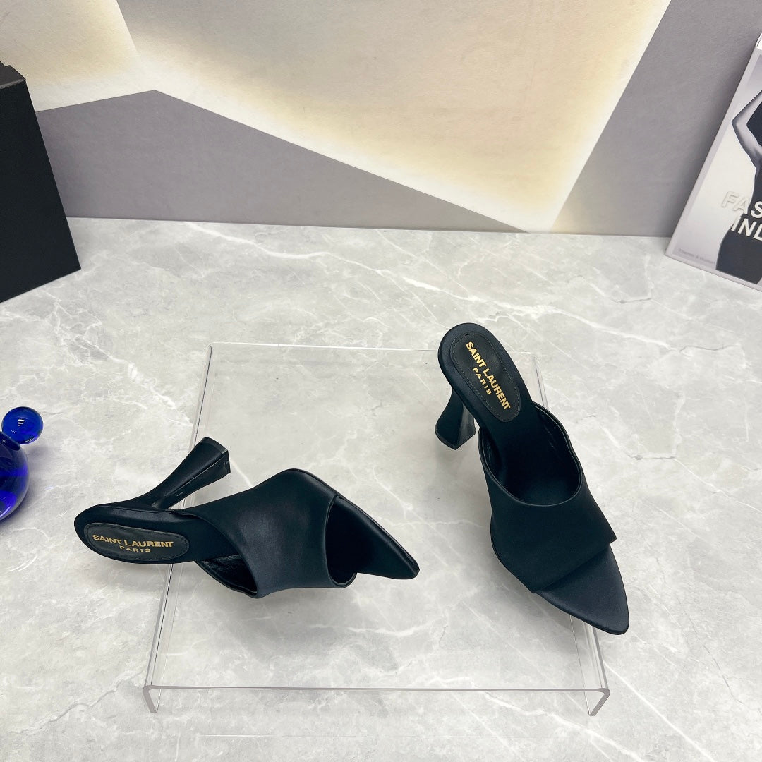 SL GOLDIE MULES BLACK SATIN - 35