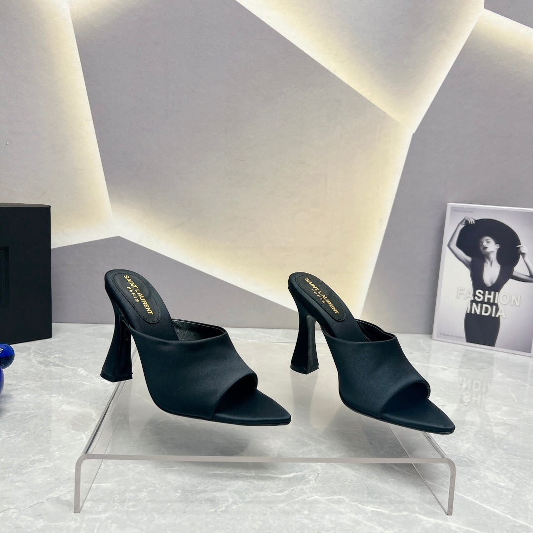 SL GOLDIE MULES BLACK SATIN - 35