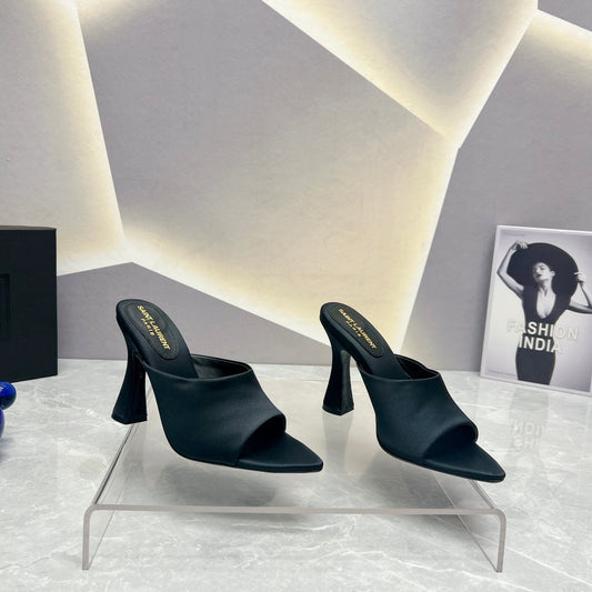 SL GOLDIE MULES BLACK SATIN - 35