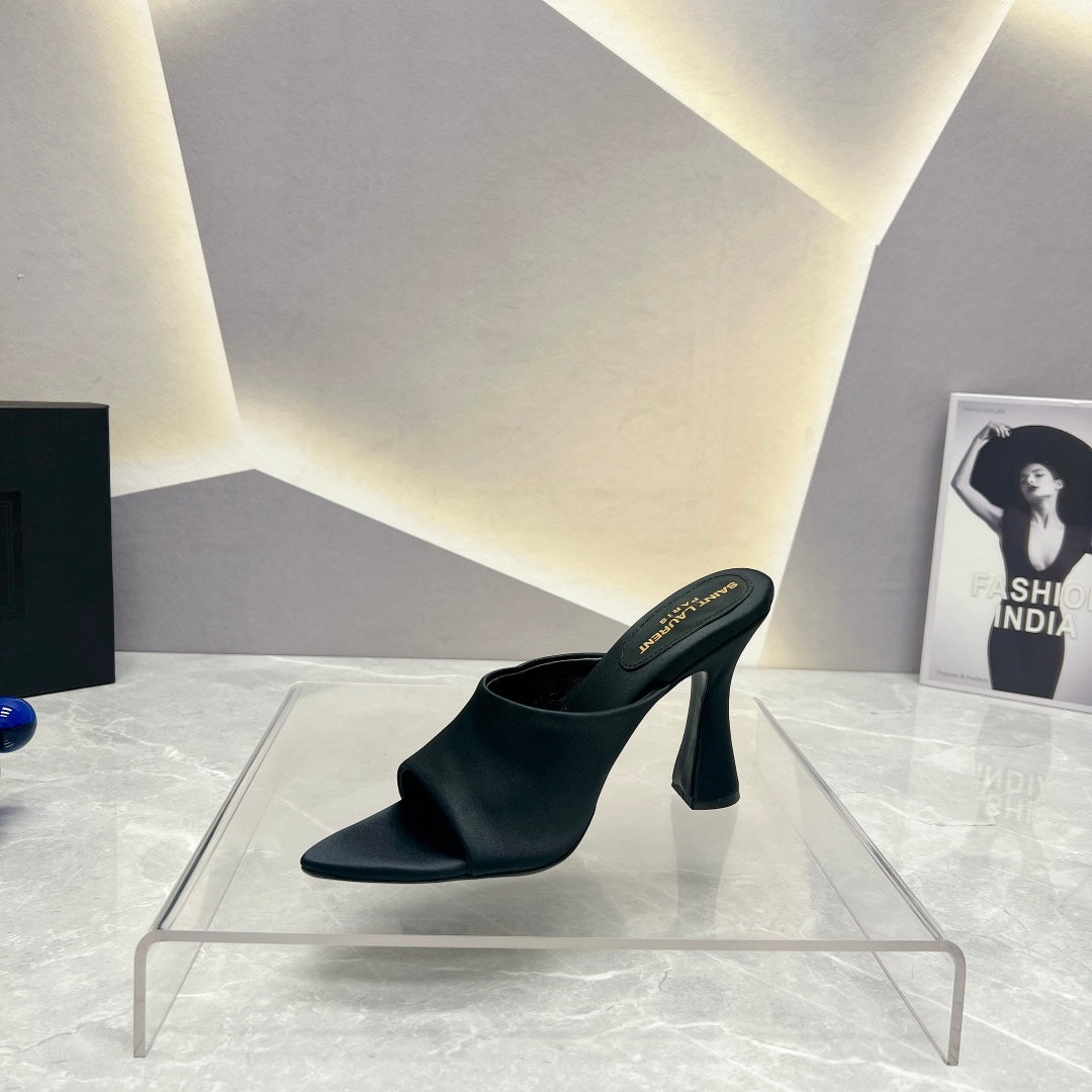 SL GOLDIE MULES BLACK SATIN - 35