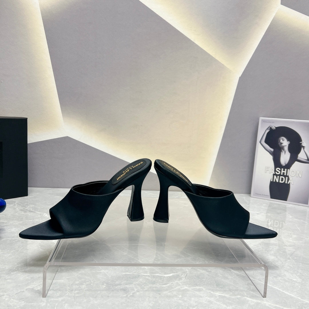 SL GOLDIE MULES BLACK SATIN - 35