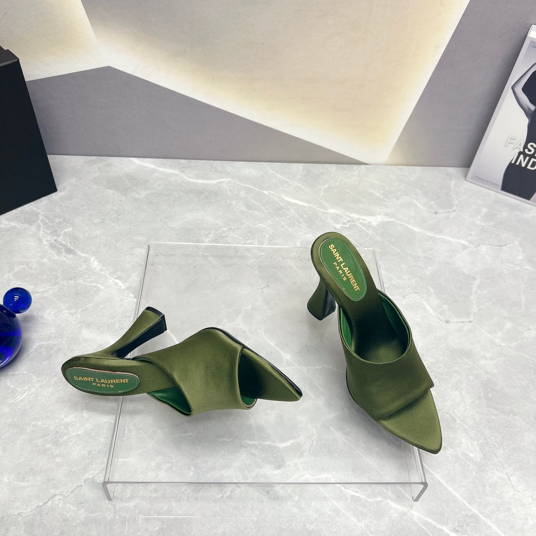 SL GOLDIE MULES MOSS SATIN - 35