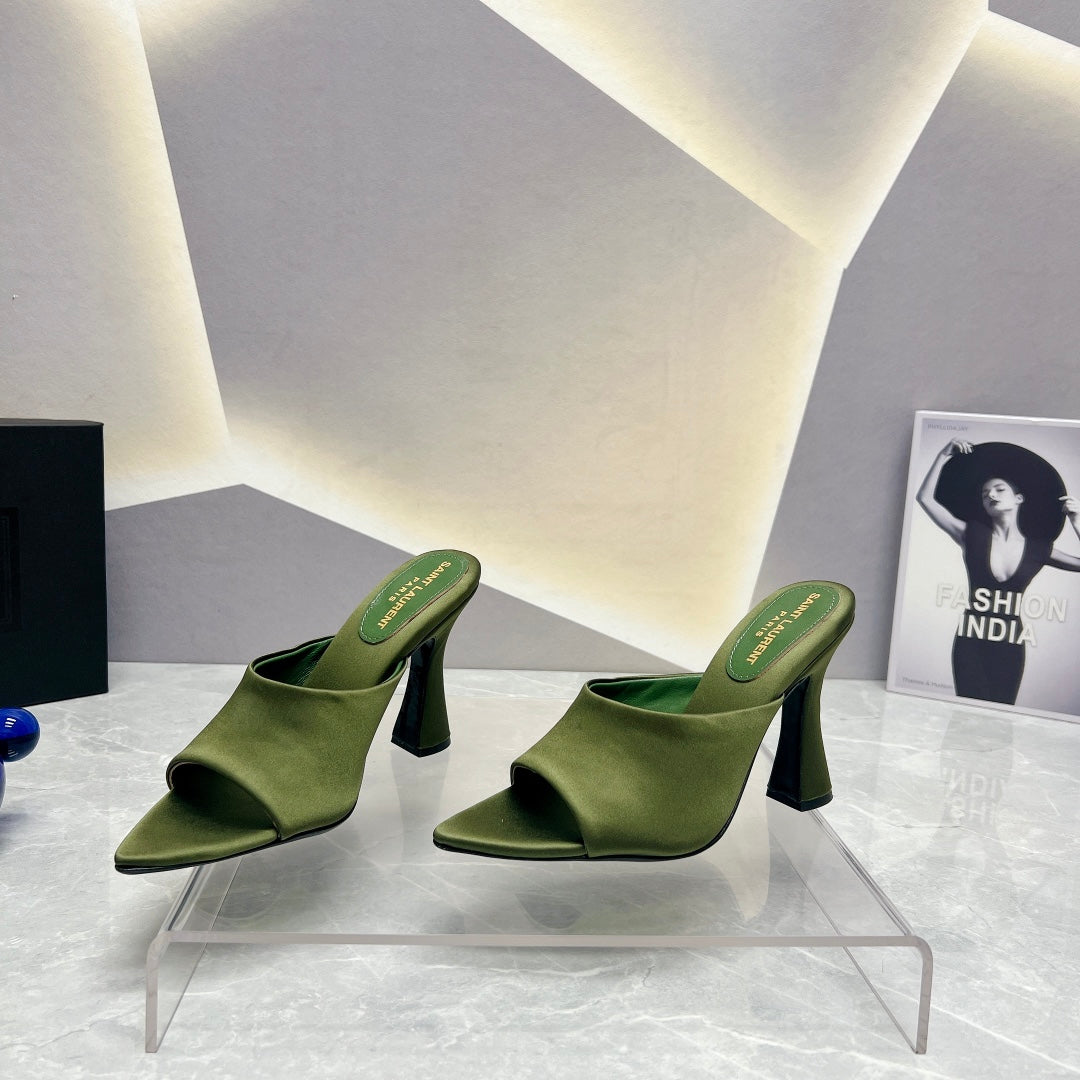 SL GOLDIE MULES MOSS SATIN - 35
