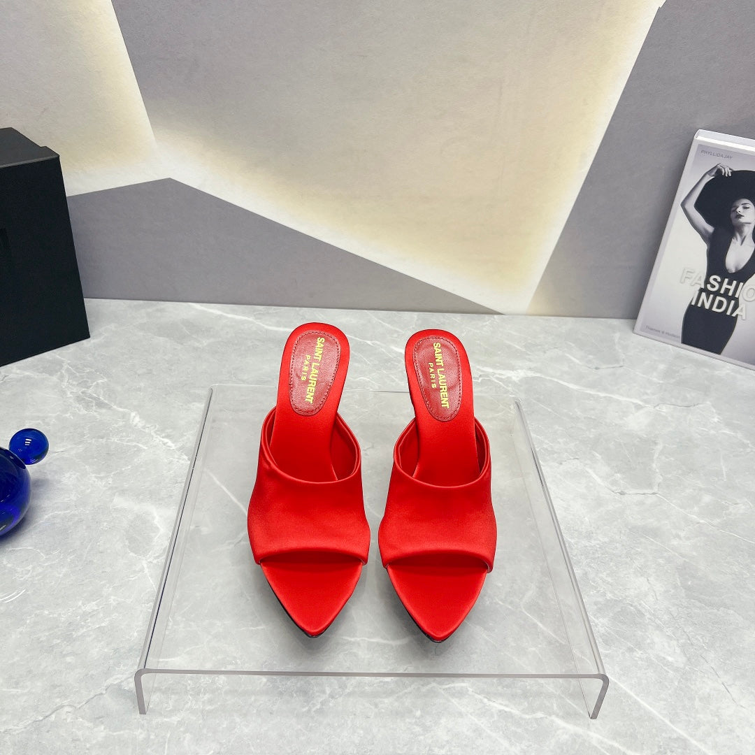 SL GOLDIE MULES RED SATIN - 35