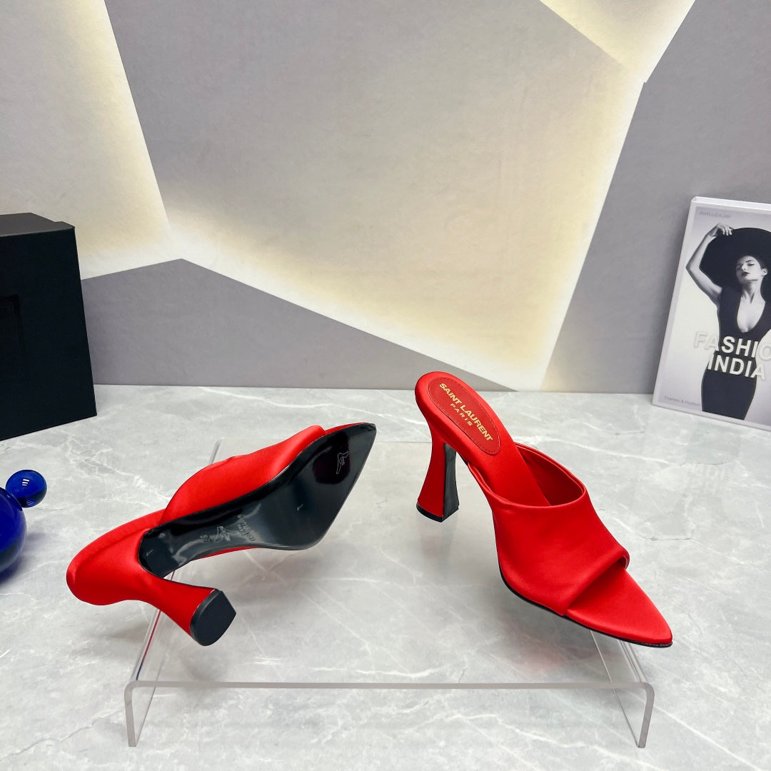 SL GOLDIE MULES RED SATIN - 35