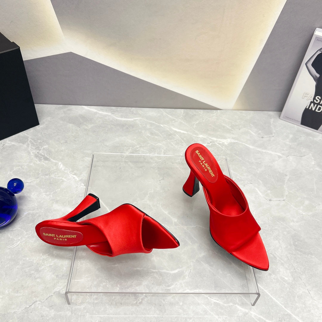 SL GOLDIE MULES RED SATIN - 35