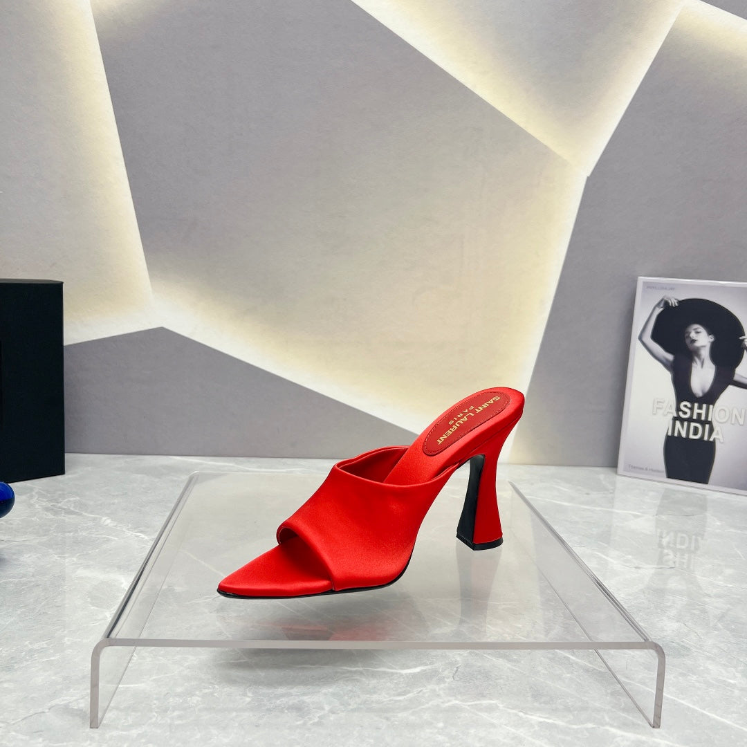 SL GOLDIE MULES RED SATIN - 35