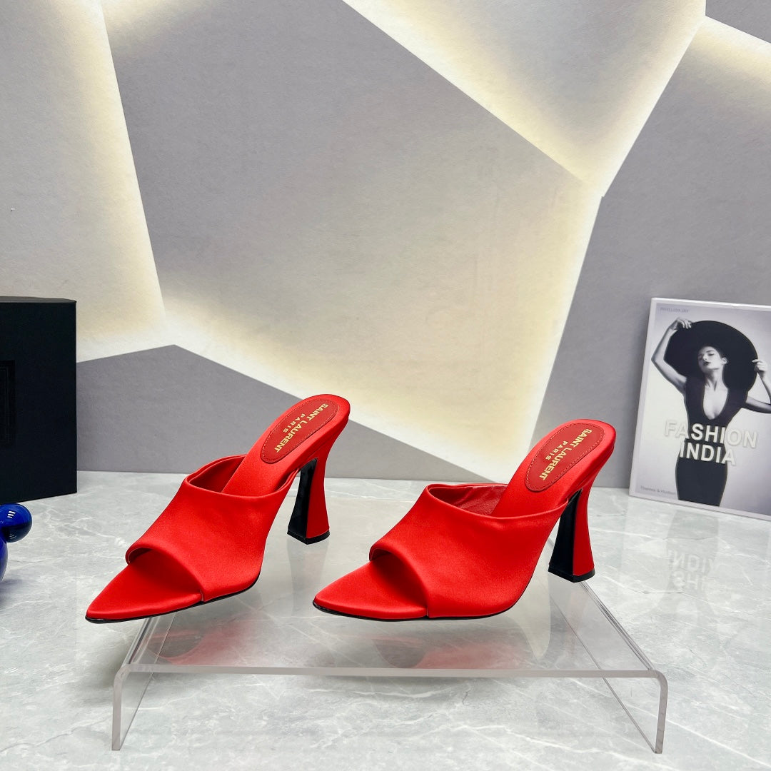 SL GOLDIE MULES RED SATIN - 35