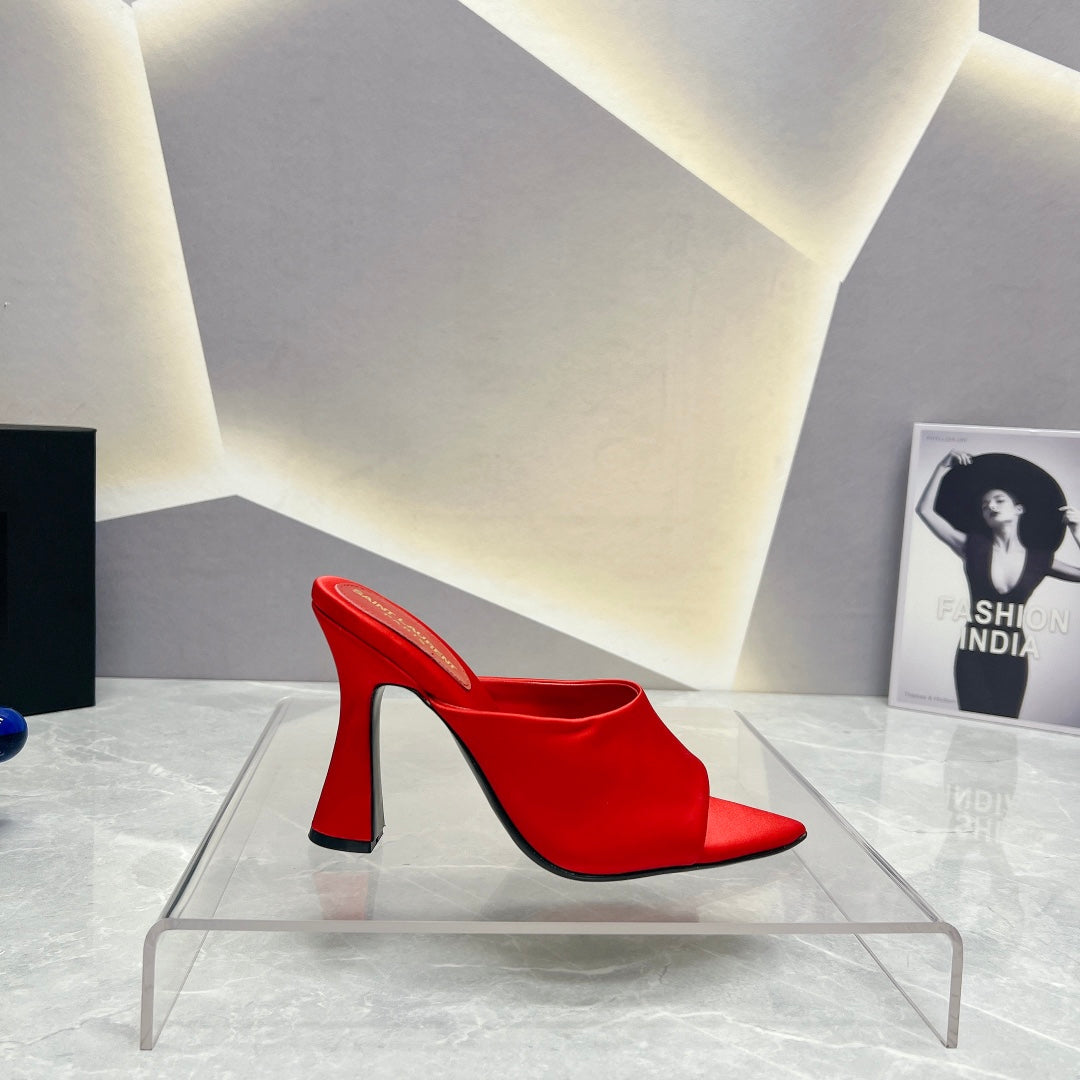 SL GOLDIE MULES RED SATIN - 35