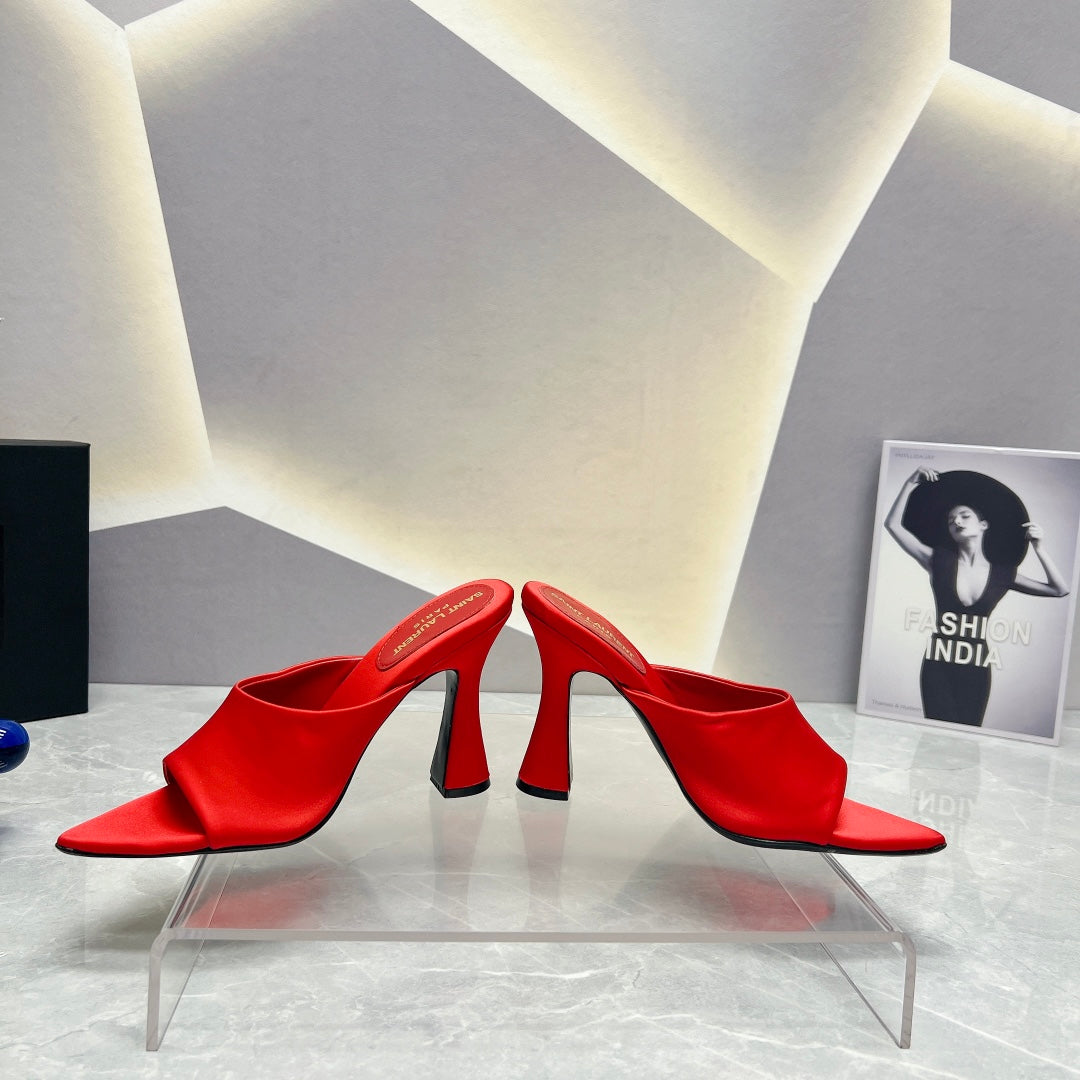 SL GOLDIE MULES RED SATIN - 35