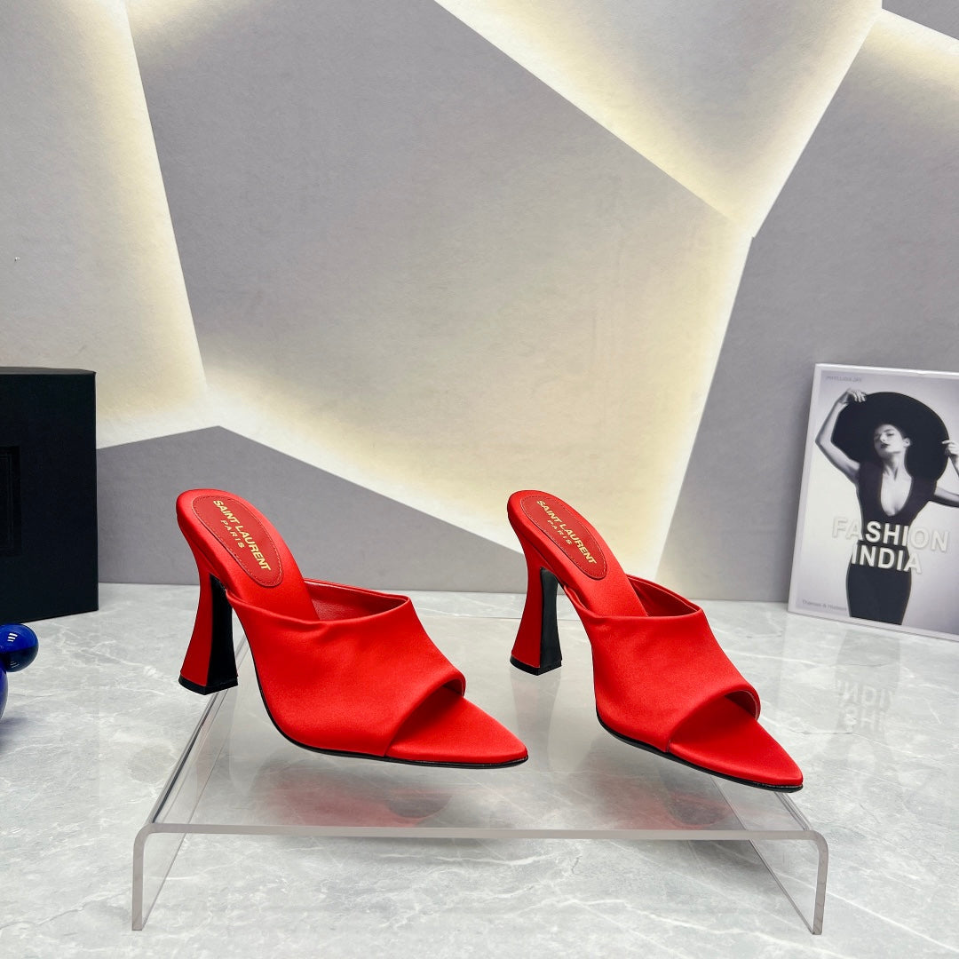 SL GOLDIE MULES RED SATIN - 35