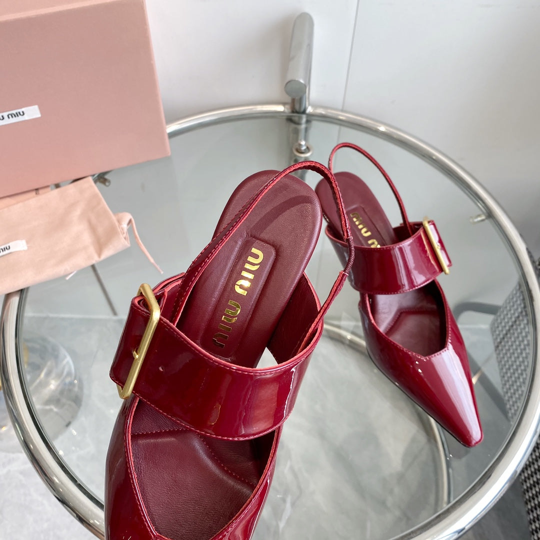 HIGH-SLINGBACK POINTED TOE SANDALS RUBY COWHIDE - 35