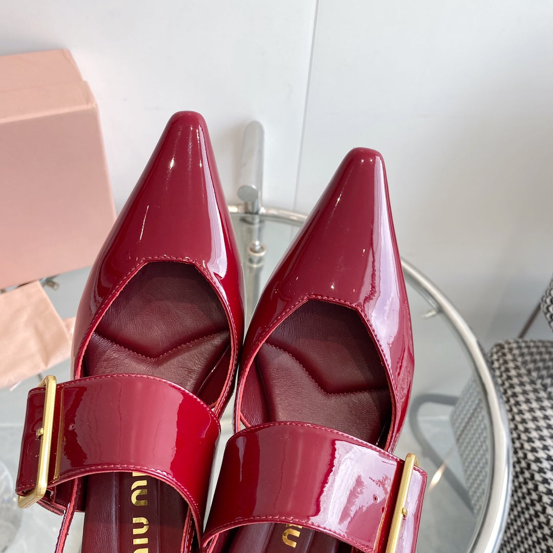 HIGH-SLINGBACK POINTED TOE SANDALS RUBY COWHIDE - 35