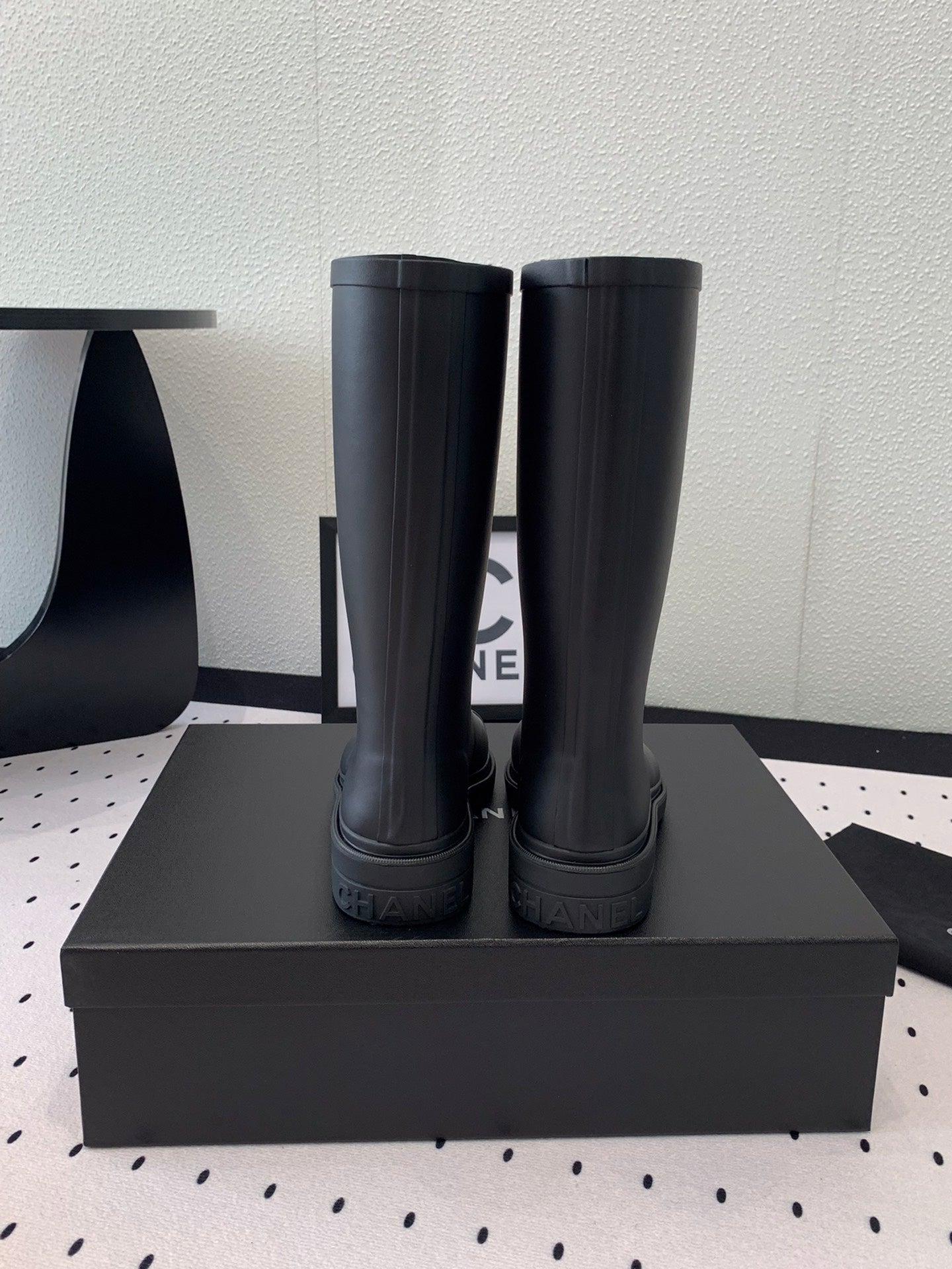 cc rainboot chanel black coler - 35