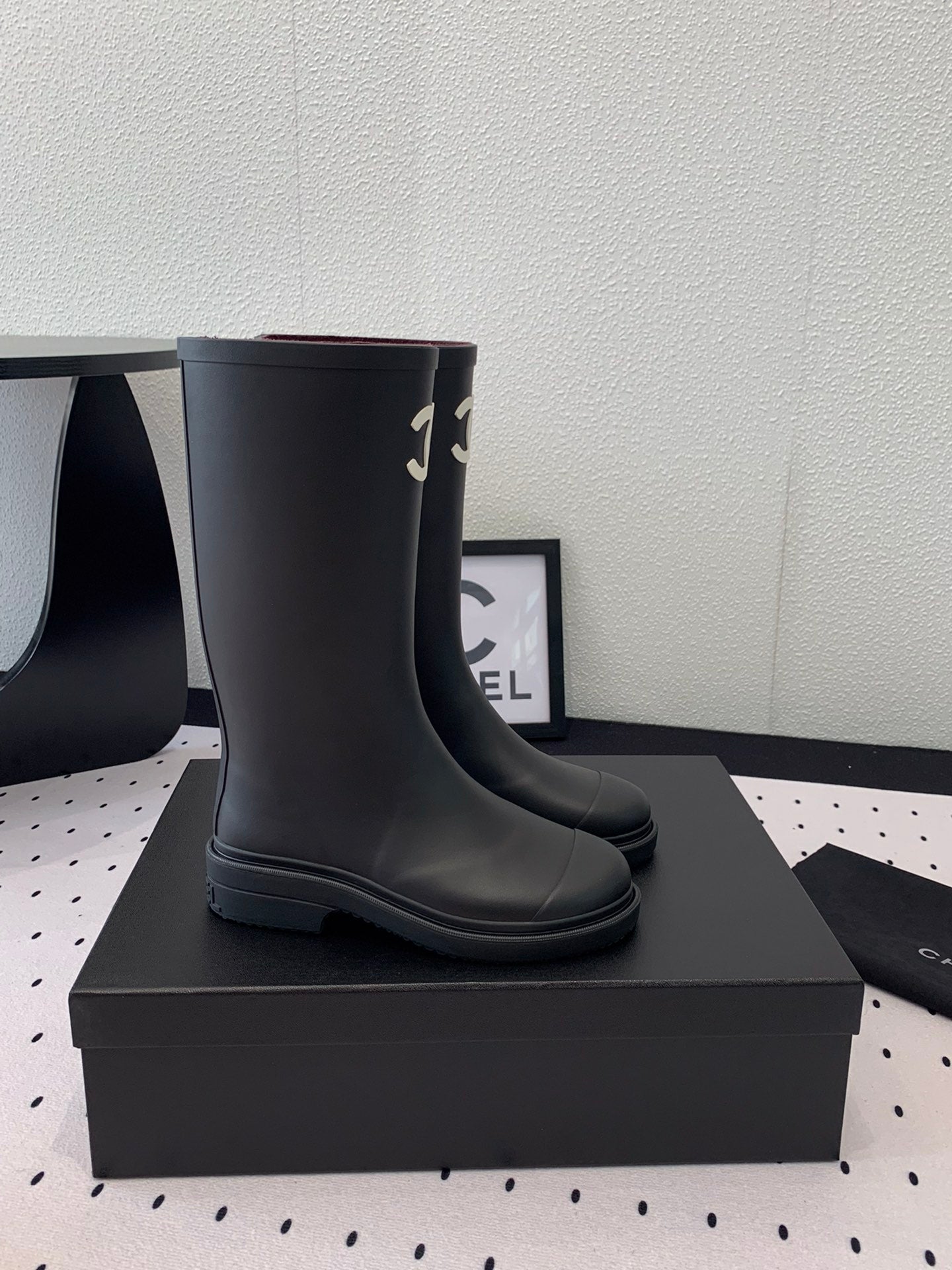 cc rainboot chanel black coler - 35