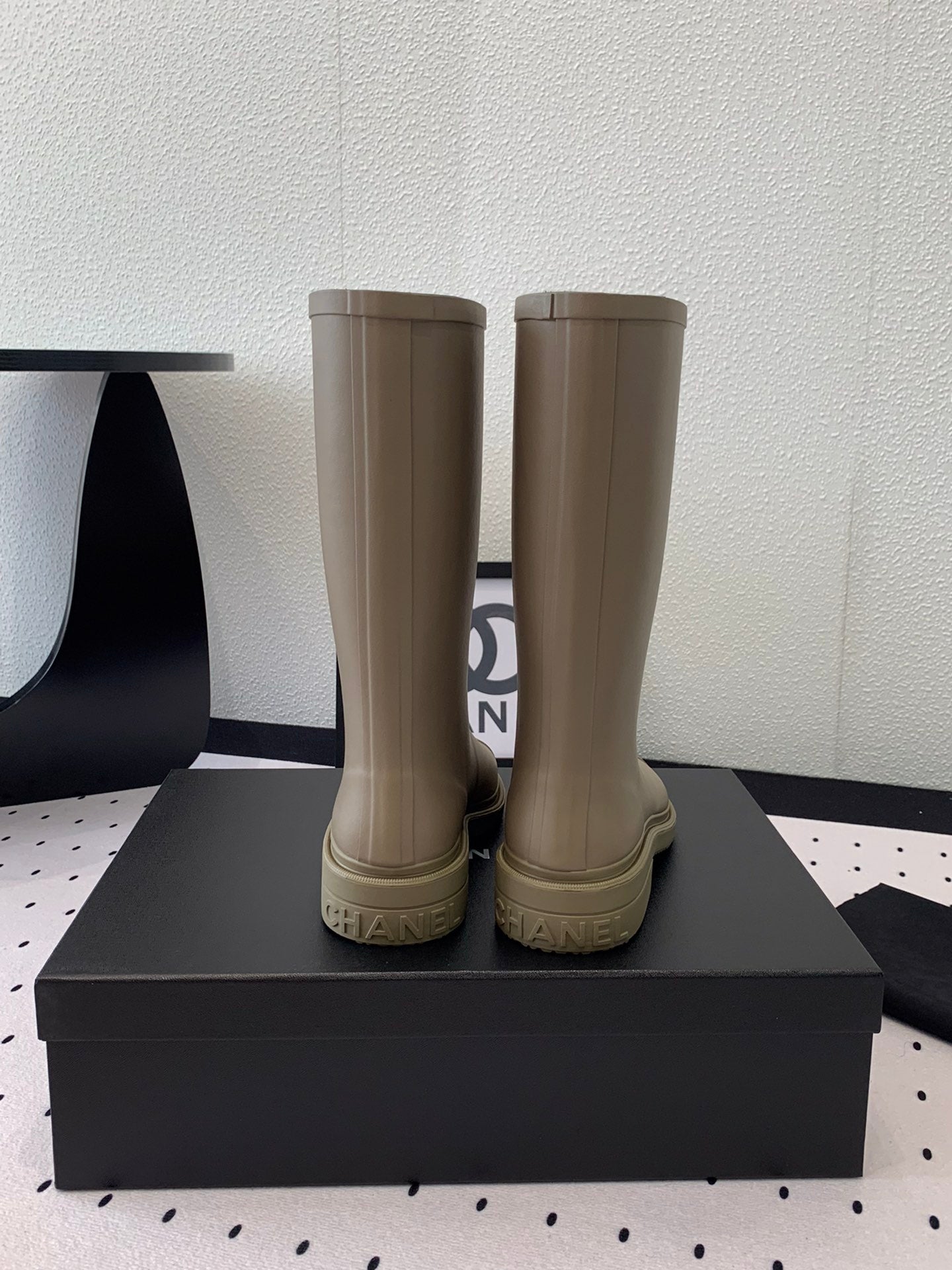 cc rainboot chanel dark beige - 35