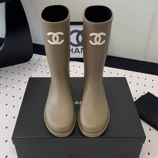 cc rainboot chanel dark beige - 35