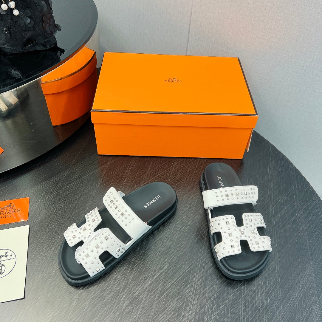 CHYPRE SANDAL WHITE MIX BLACK CALFSKIN SPECIAL - 35