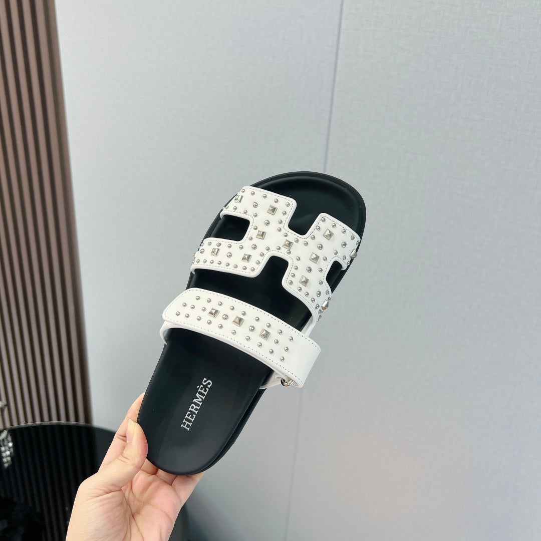 CHYPRE SANDAL WHITE MIX BLACK CALFSKIN SPECIAL - 35