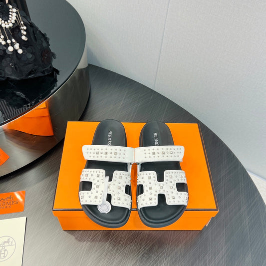 CHYPRE SANDAL WHITE MIX BLACK CALFSKIN SPECIAL - 35