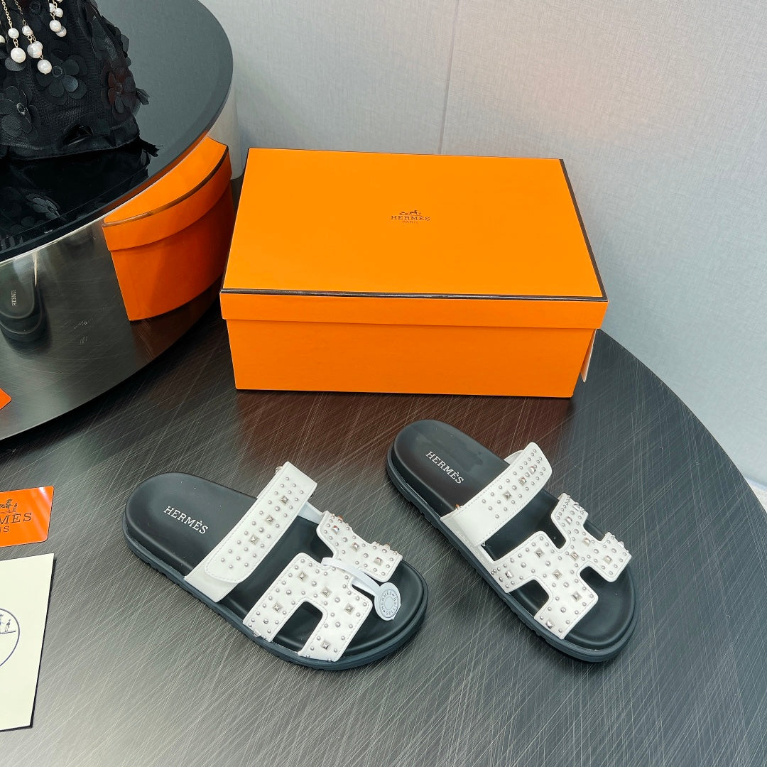 CHYPRE SANDAL WHITE MIX BLACK CALFSKIN SPECIAL - 35