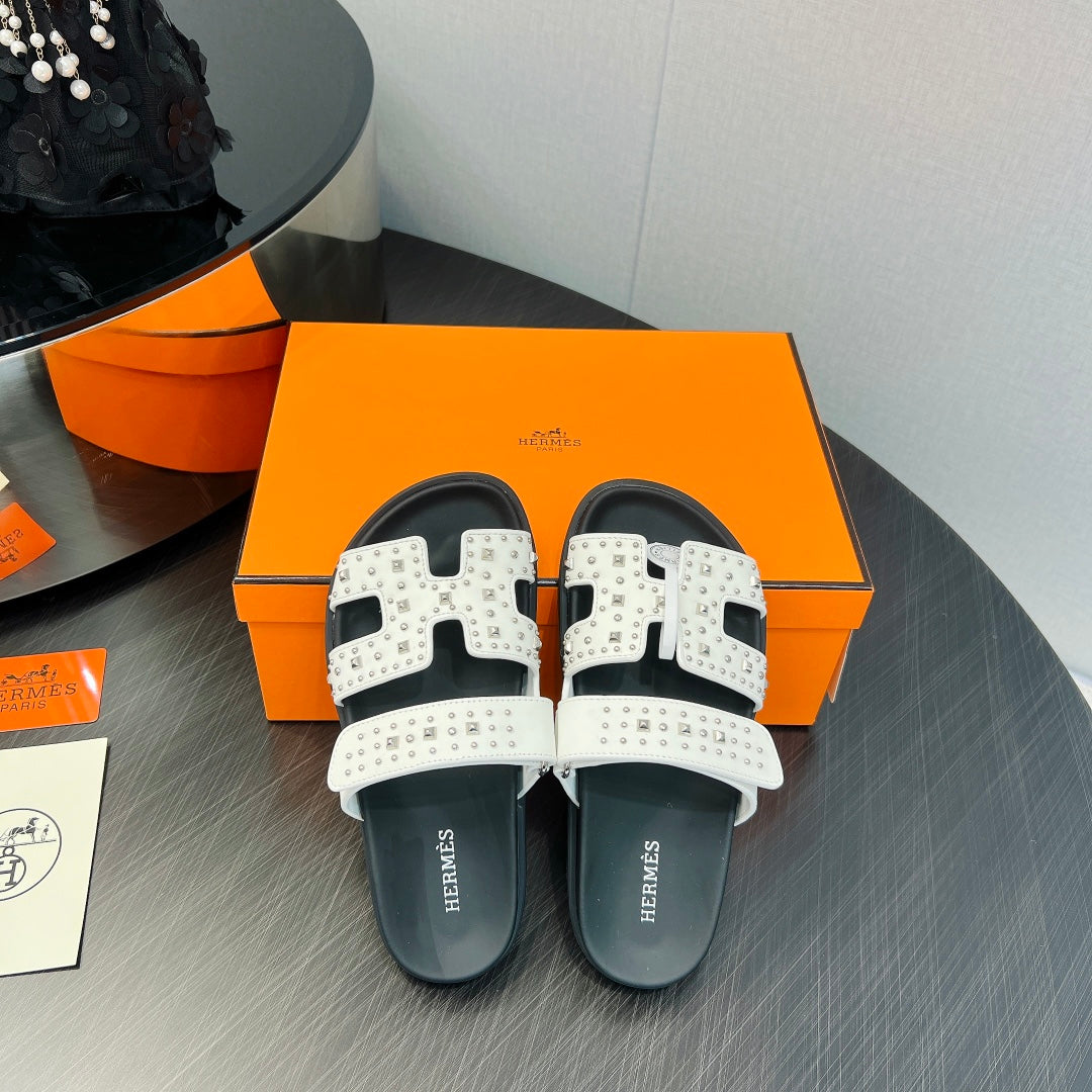 CHYPRE SANDAL WHITE MIX BLACK CALFSKIN SPECIAL - 35