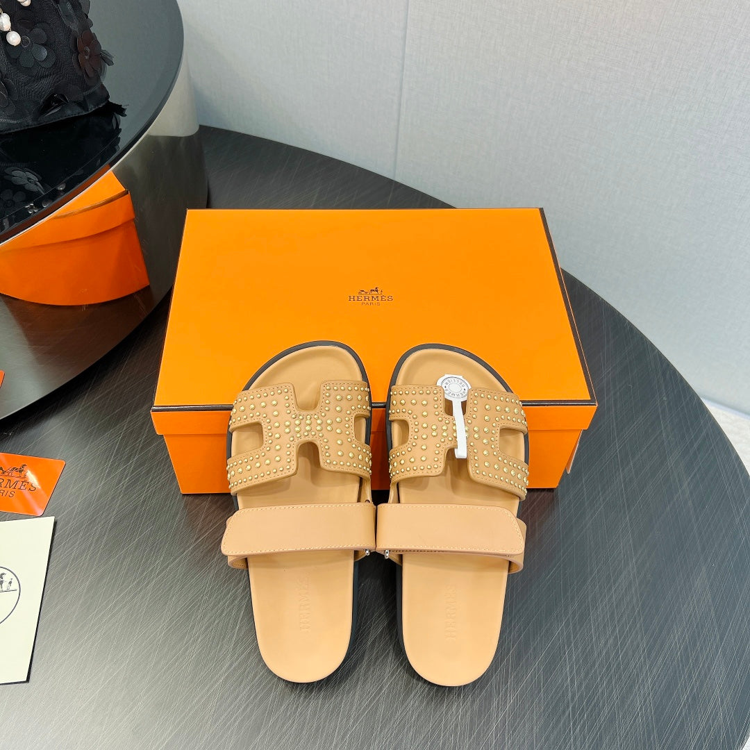 CHYPRE SANDAL LIGHT ORANGE CALFSKIN STYLIZED - 35