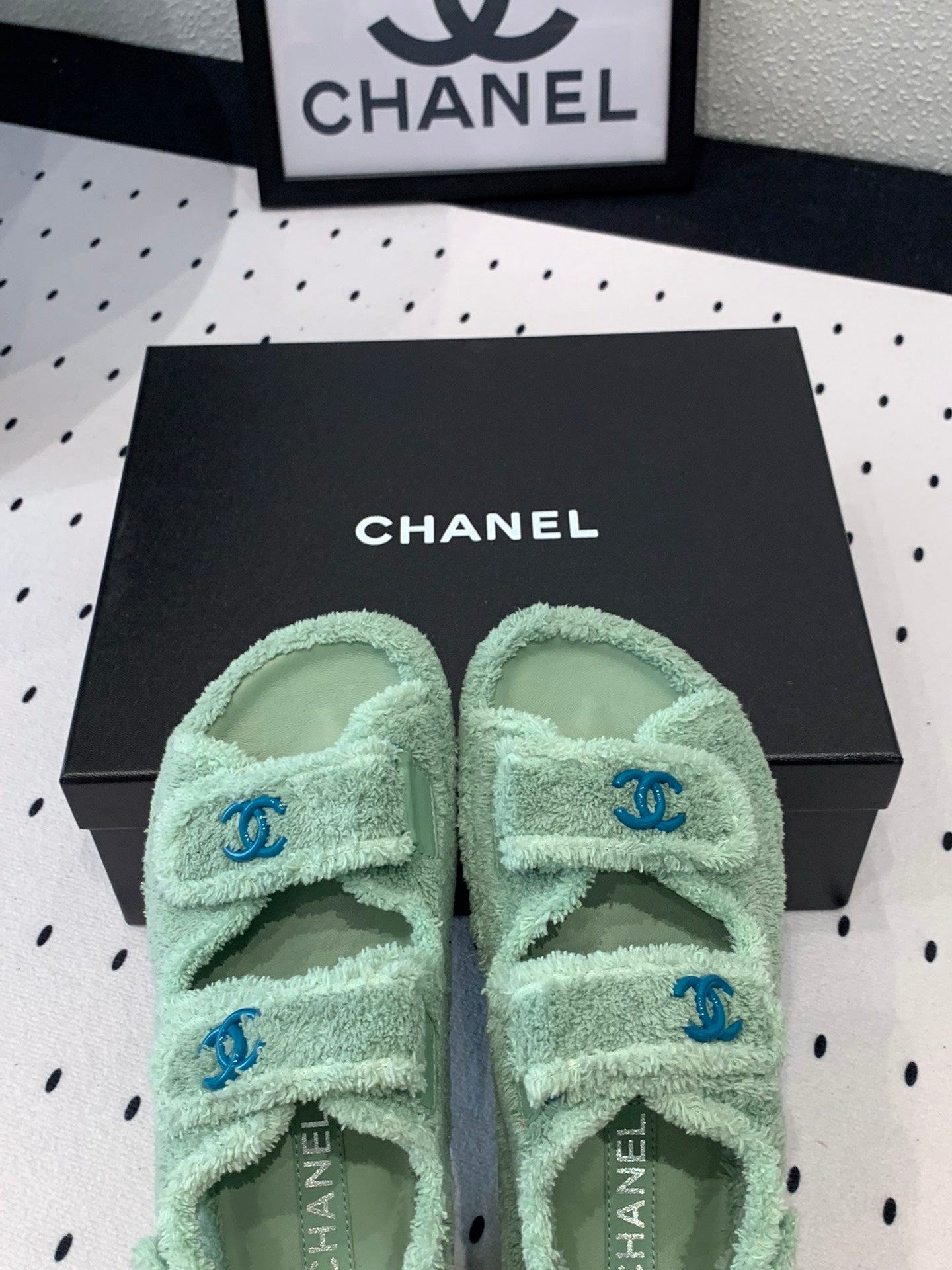 DAD SANDALS PLATFORM IN MINT GREEN FUR - 35