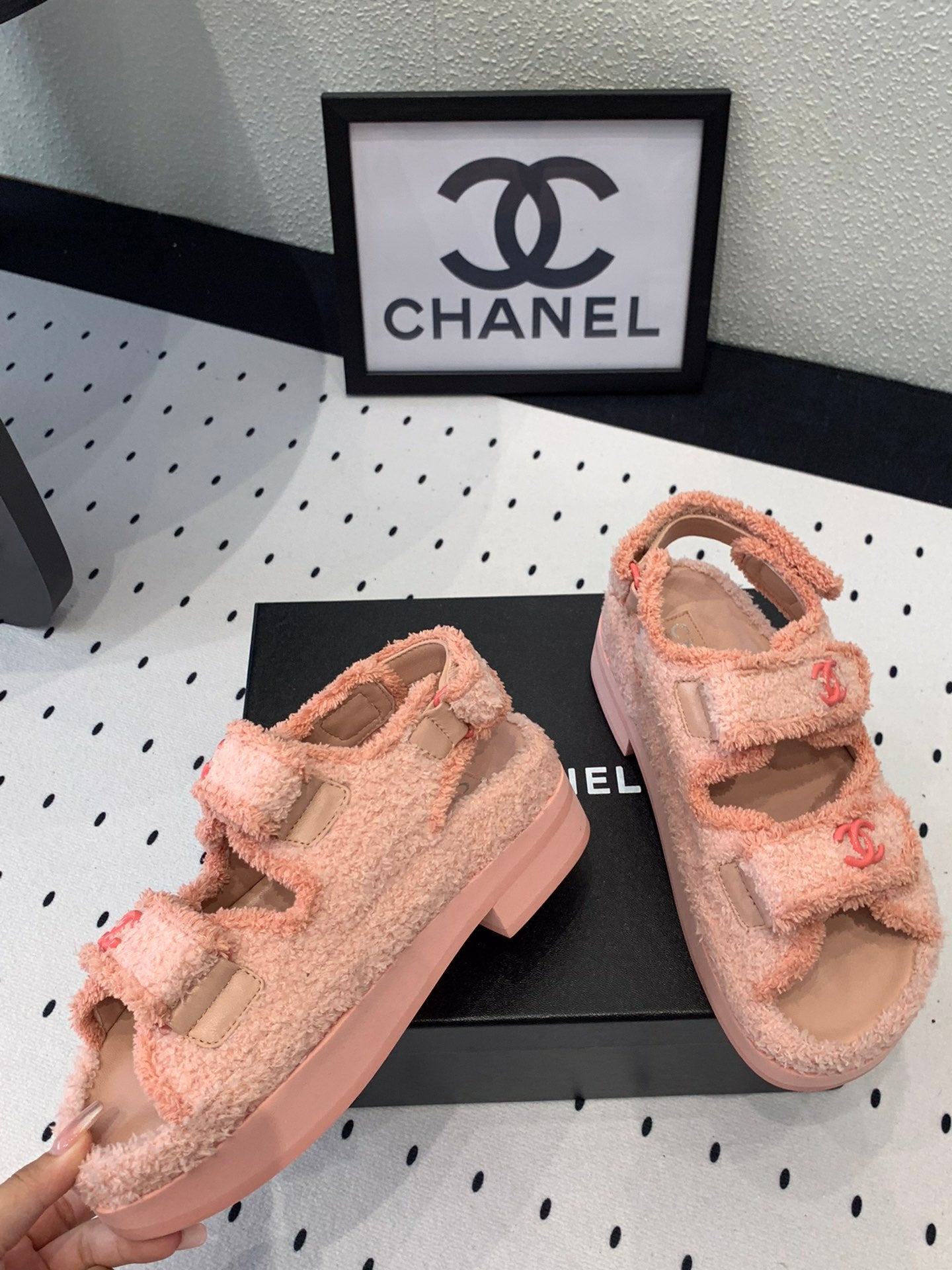DAD SANDALS PLATFORM IN LIGHT PINK FUR - 35
