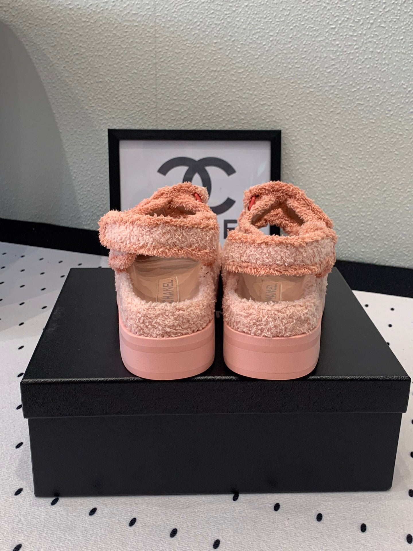 DAD SANDALS PLATFORM IN LIGHT PINK FUR - 35