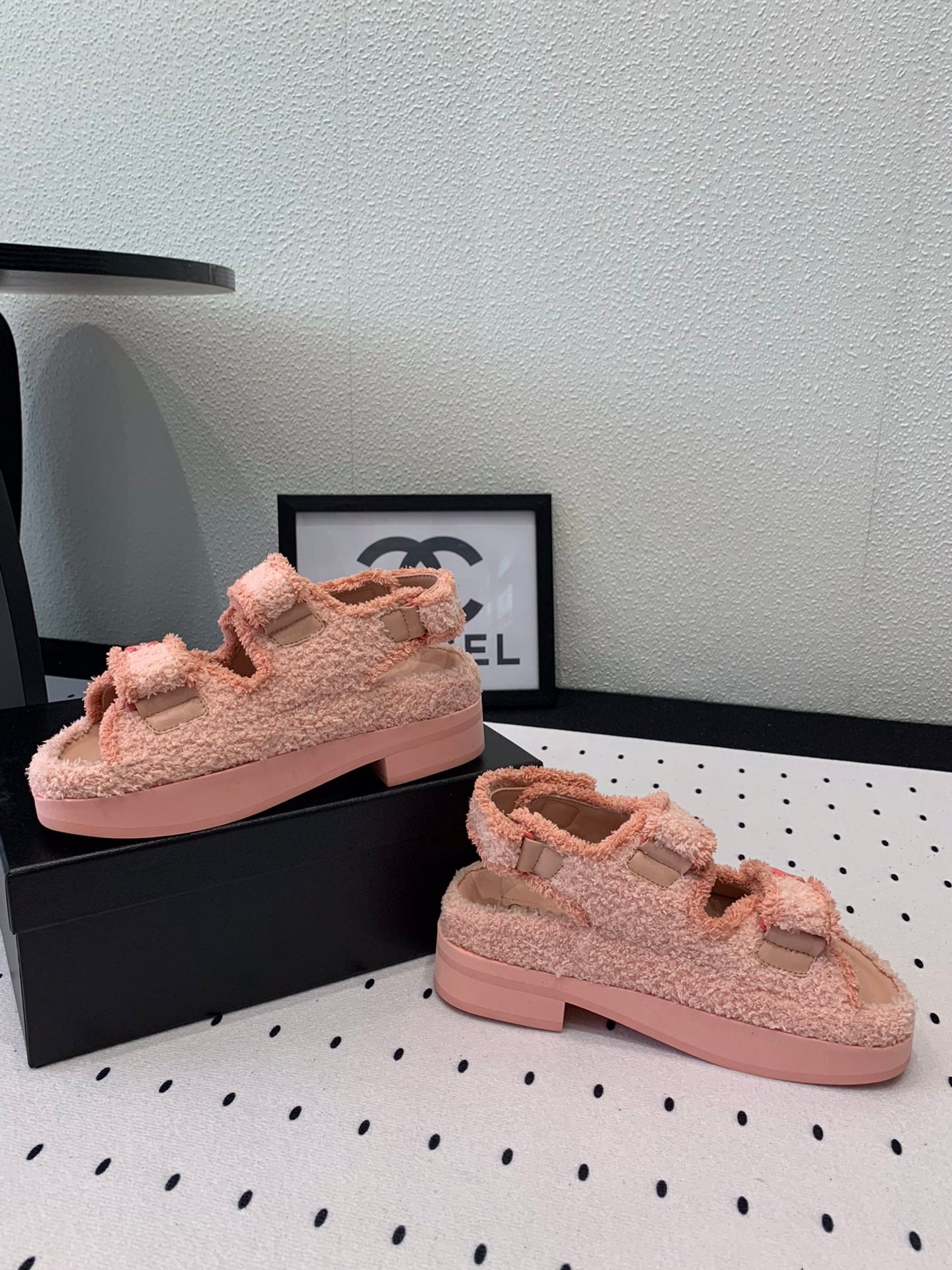DAD SANDALS PLATFORM IN LIGHT PINK FUR - 35
