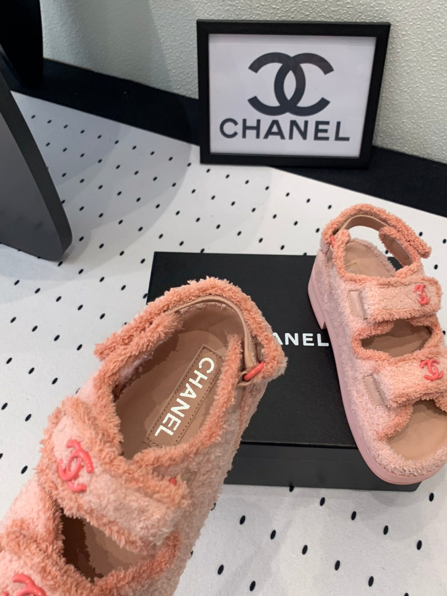 DAD SANDALS PLATFORM IN LIGHT PINK FUR - 35