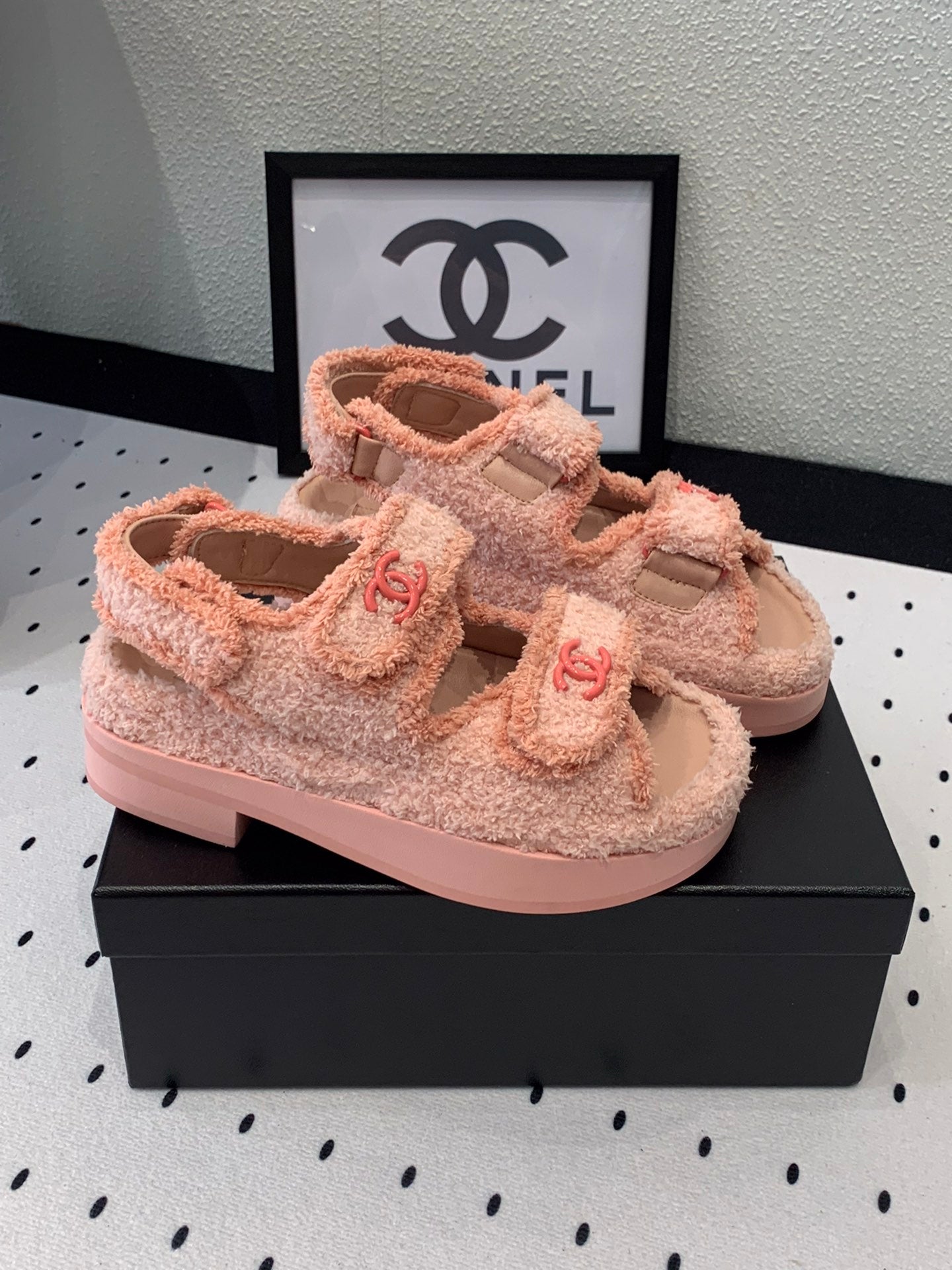 DAD SANDALS PLATFORM IN LIGHT PINK FUR - 35