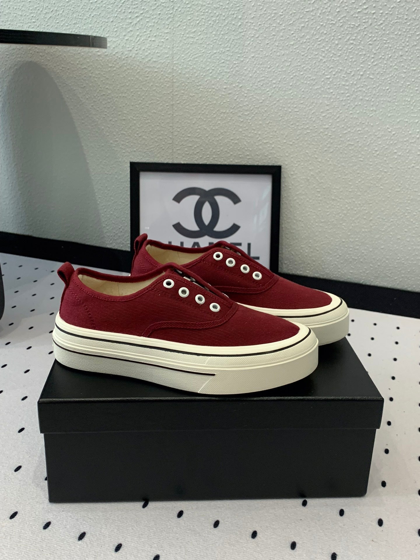 LACELESS SNEAKERS PLATFORM IN ROSEWOOD CANVAS - 35