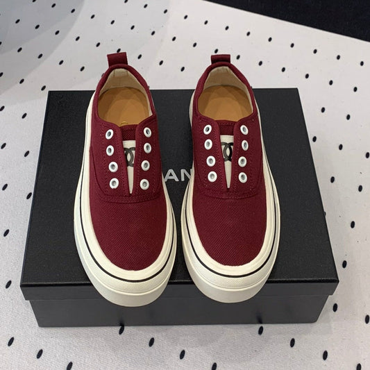 LACELESS SNEAKERS PLATFORM IN ROSEWOOD CANVAS - 35
