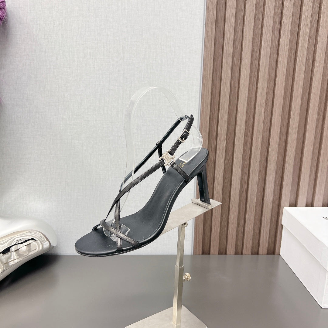 Summer High Heel Sandals Black - 35